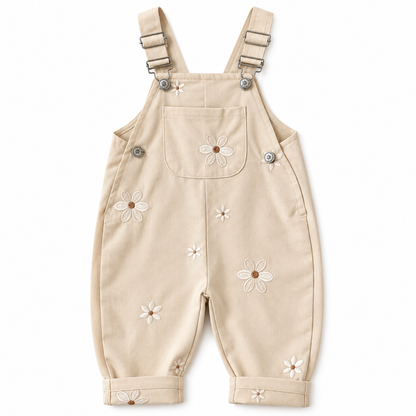 Jumpsuits – Summer – Girls – 6M to 3Y - Floral Embroidered Overalls