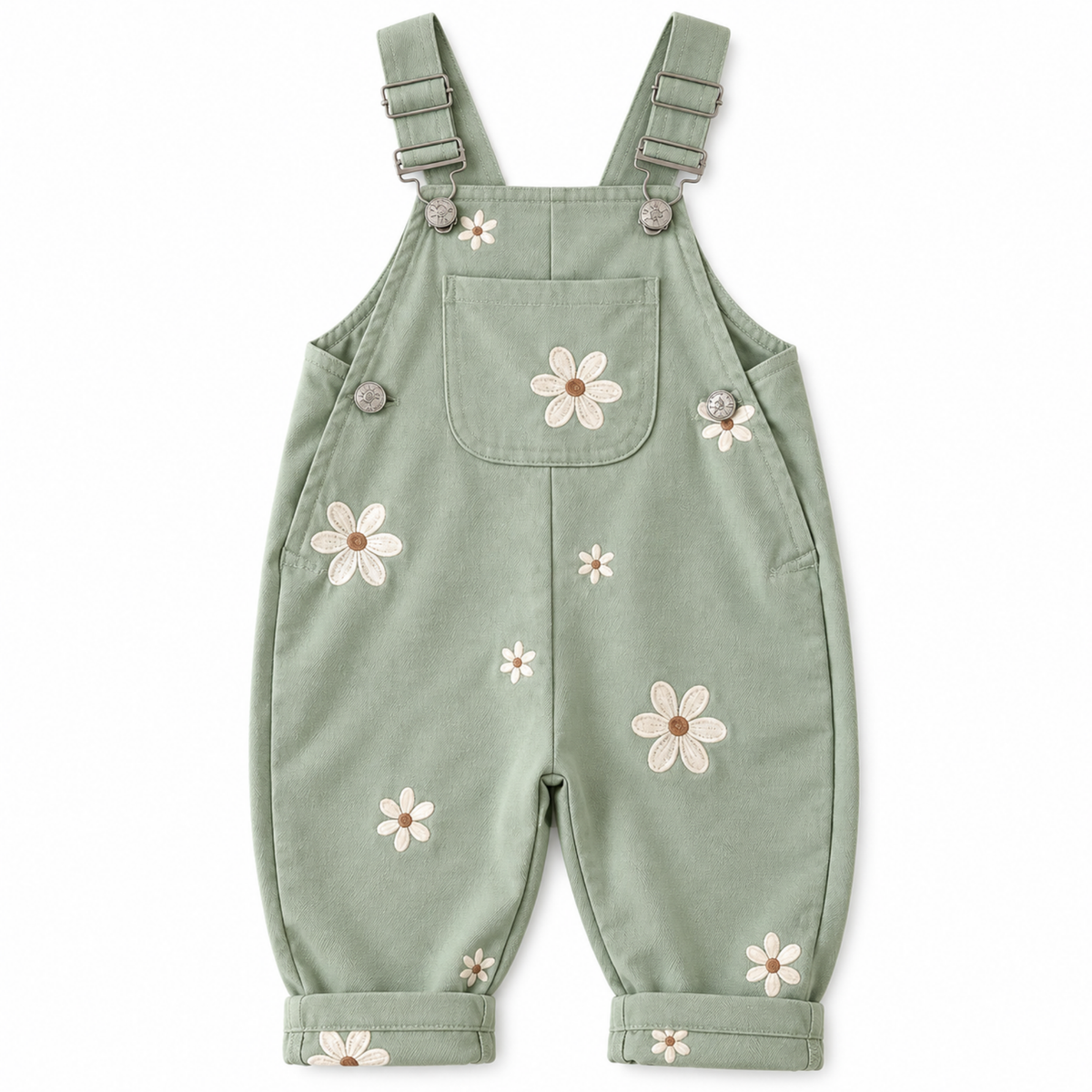 Jumpsuits – Summer – Girls – 6M to 3Y - Floral Embroidered Overalls