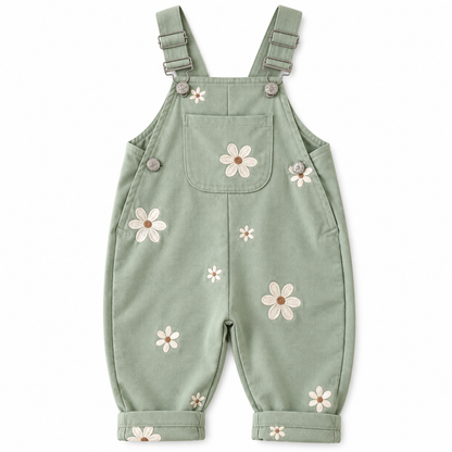 Jumpsuits – Summer – Girls – 6M to 3Y - Floral Embroidered Overalls