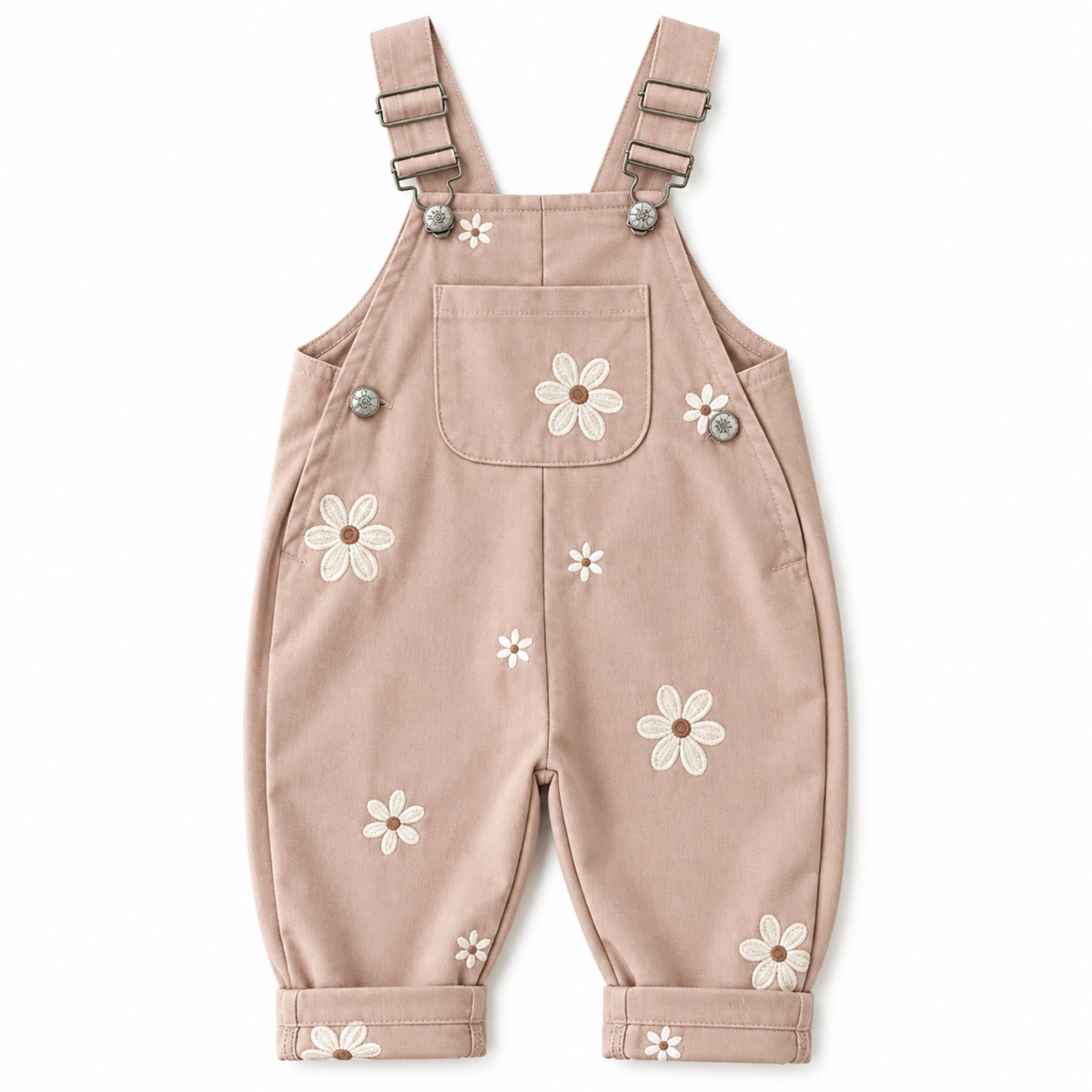 Jumpsuits – Summer – Girls – 6M to 3Y - Floral Embroidered Overalls
