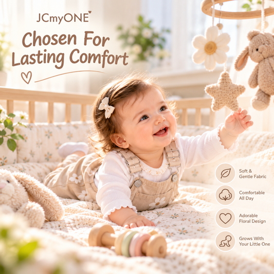Jumpsuits – Summer – Girls – 6M to 3Y - Floral Embroidered Overalls