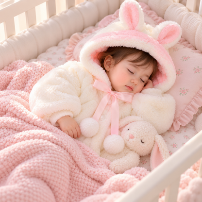 Tops - Autumn/Winter - Girls - Newborn-24M -🐰Bunny Ears Fleece Cape Jacket Main