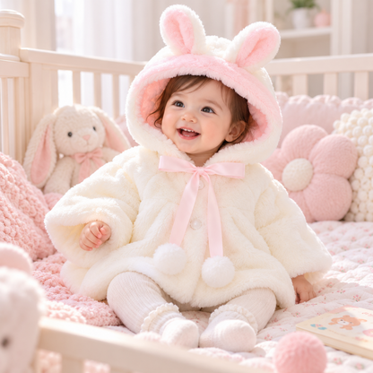 Tops - Autumn/Winter - Girls - Newborn-24M -🐰Bunny Ears Fleece Cape Jacket Main