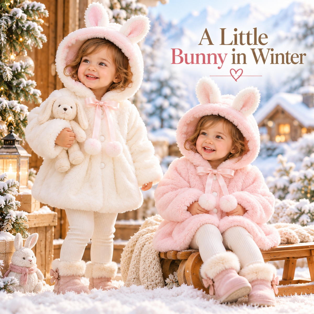 Tops - Autumn/Winter - Girls - Newborn-24M -🐰Bunny Ears Fleece Cape Jacket Main