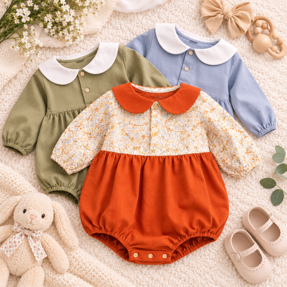 Bodysuits - Girl - Newborn to 3y 🌸 Princess Floral Cotton Baby Bodysuit Main