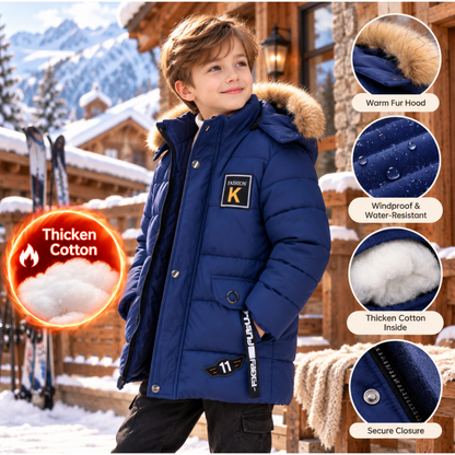 Tops - Winter - Boys - 4–14Y -🧥Hooded Cotton Padded Winter Parka