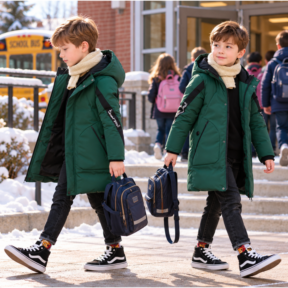 Tops - Winter - Boys - 4–14Y -🧥Hooded Cotton Padded Winter Parka