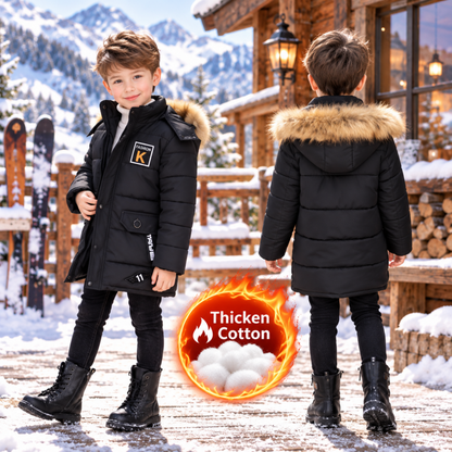 Tops - Winter - Boys - 4–14Y -🧥Hooded Cotton Padded Winter Parka