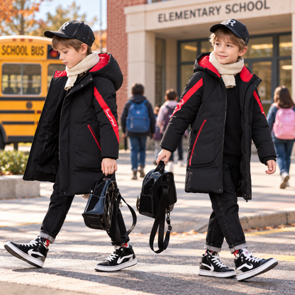 Tops - Winter - Boys - 4–14Y -🧥Hooded Cotton Padded Winter Parka