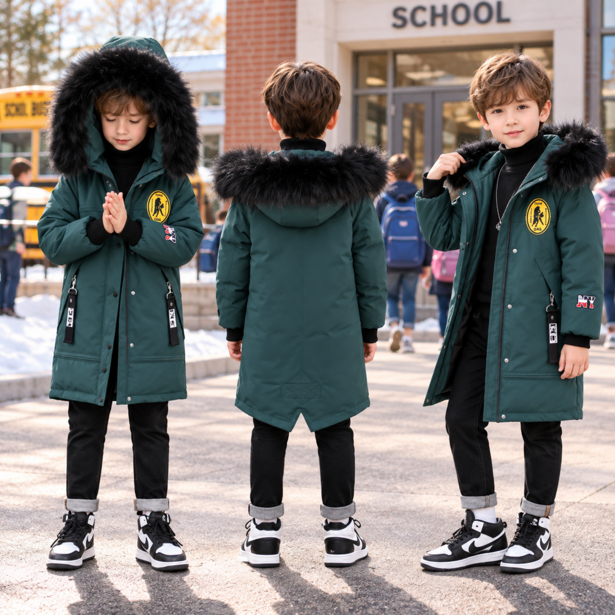 Tops - Winter - Boys - 4–14Y -🧥Hooded Cotton Padded Winter Parka