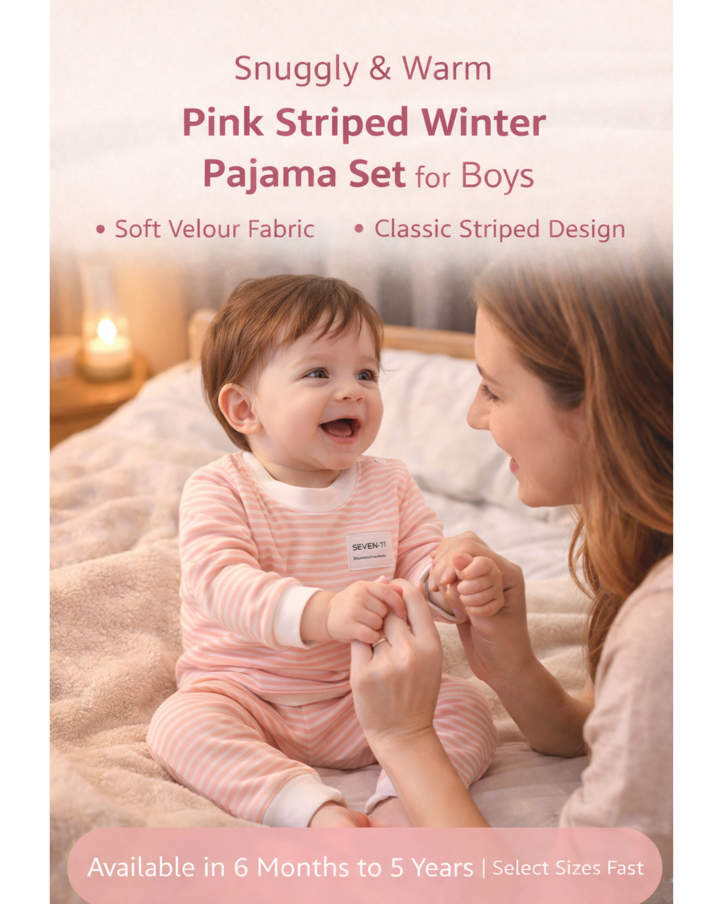 Matching - Sets - Winter - Boy - 6m to 5y❄️Snuggly Striped Pajama Set for Boys