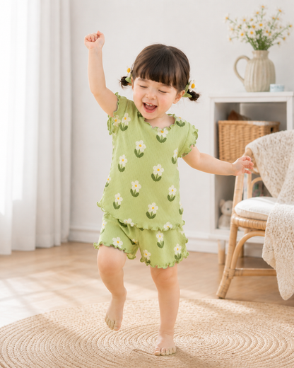 Matching - Sets - 2 to 6 Years👗 2026 Summer Floral Pajama Set for Girls
