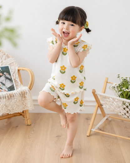 Matching - Sets - 2 to 6 Years👗 2026 Summer Floral Pajama Set for Girls