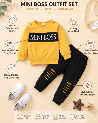 Matching - Sets - Autumn & Spring - Boy - 0 to 18m 🍂 Baby Boy Outfit Suit Letter Print 2-Piece Set